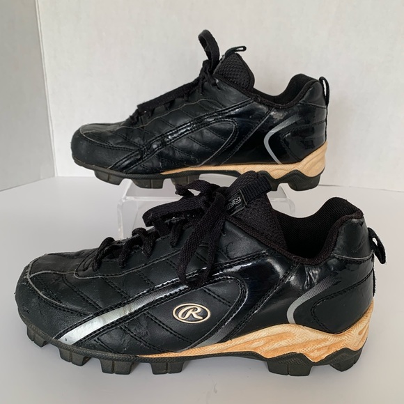 Rawlings Baseball Cleats Lace Up Black Boys Size 5 - Picture 4 of 16